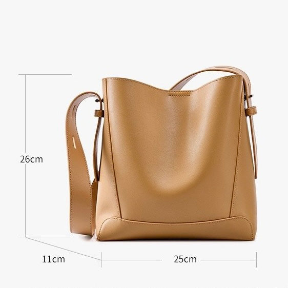 Oversized Genuine Leather Bucket Bag for Women