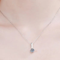 Minimalist 1 Carat Moissanite Necklace - Sterling Silver Velanci