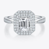 Moissanite Ring Giulia - 1ct Emerald Cut, D Color, Silver Women's Ring Velanci