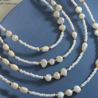 Freshwater Pearl Bead Necklace - Durable Titanium Steel Velanci