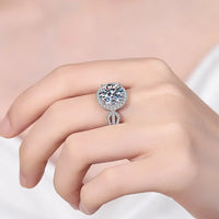 Ring Alessia - 5 Carat Moissanite Sterling Silver Halo Women's Ring Velanci