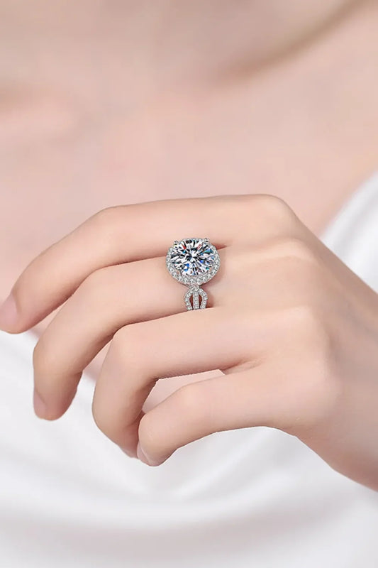 Ring Alessia - 5 Carat Moissanite Sterling Silver Halo Women's Ring Velanci