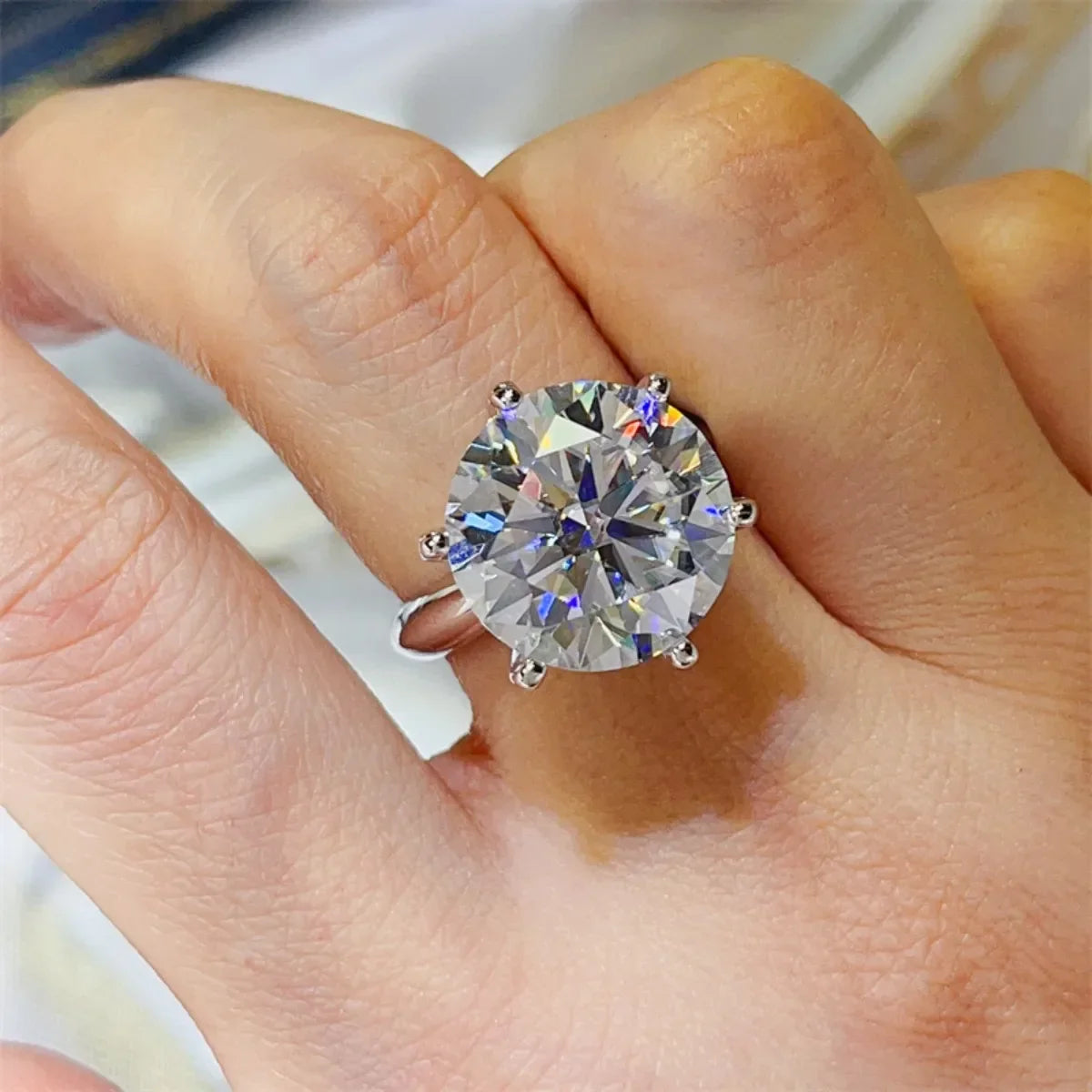 Ring Lia - 10ct Moissanite, Platinum-Plated Sterling Silver Women's Ring Velanci