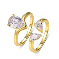 2-Piece 1.75ct Teardrop Moissanite Ring Set Giovanna - Shine Women's Ring Velanci