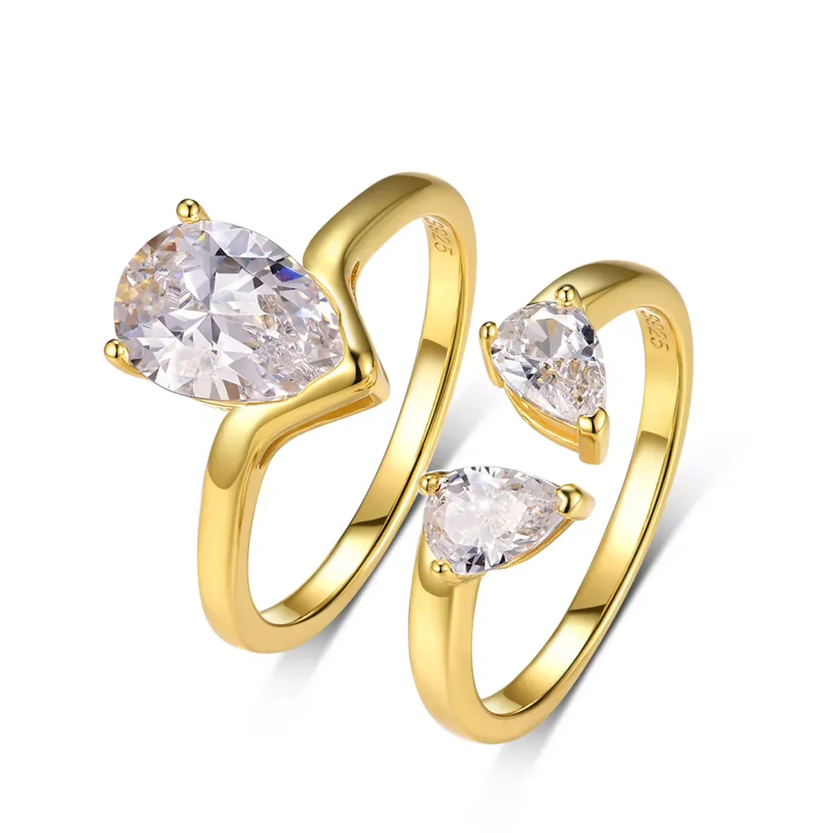 2-Piece 1.75ct Teardrop Moissanite Ring Set Giovanna - Shine Women's Ring Velanci