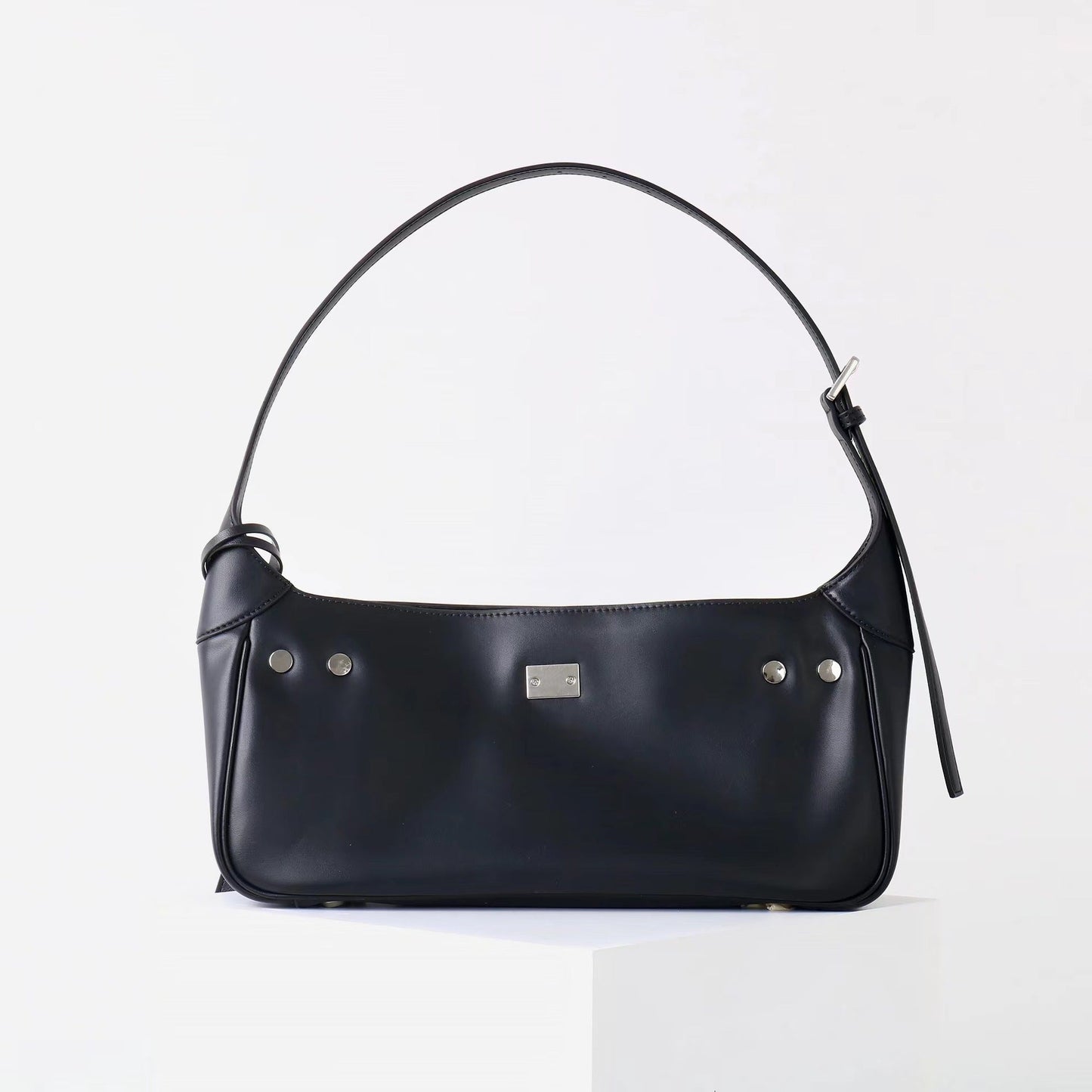 Elegant Waxed Calfskin Vintage Crossbody Baguette Bag