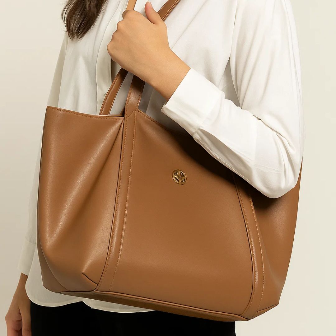 Celestial Poise Leather Handbag