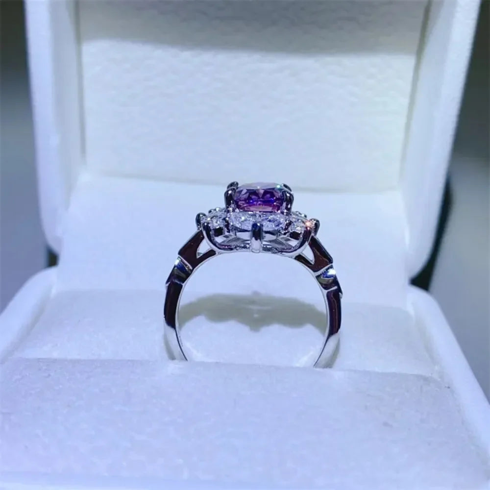 2Ct Moissanite Sterling Silver Ring Bianca - Coastal Glow Women's Ring Velanci