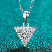 Sterling Triangle Moissanite Pendant Necklace - Sleek Velanci