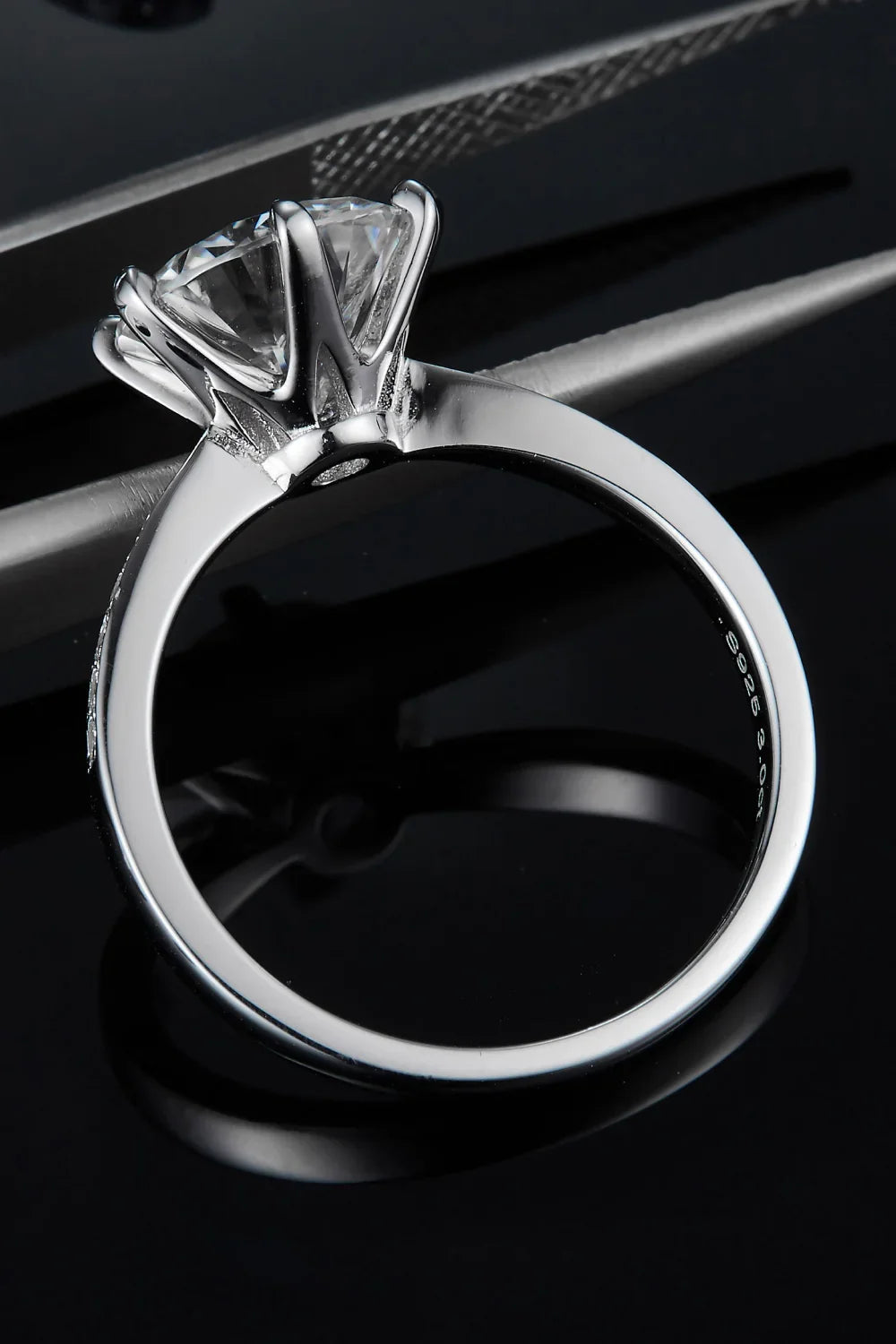 Moissanite Side Stone Ring Bianca - 3ct Minimalist Sparkle Women's Ring Velanci