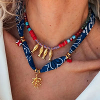 Coral And Fish Pendant Necklace - Gold Plated Coastal Charm Velanci