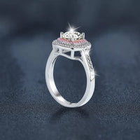 1 Carat Moissanite Ring Giulia - Sterling Silver Halo Women's Ring Velanci
