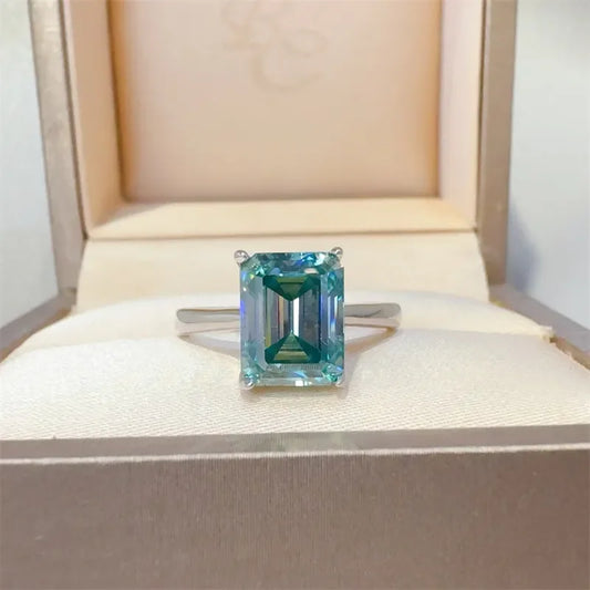 Ring Giulia - 2 Carat Sterling Silver Rectangle Moissanite Women's Ring Velanci