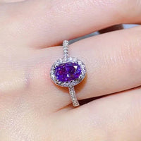 Sterling Silver 1 Carat Moissanite Ring Giulia - Purple Glow Women's Ring Velanci