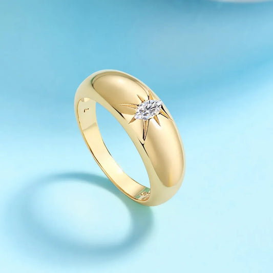 Moissanite Ring Valentina - 18K Gold-Plated Silver Shine Women's Ring Velanci