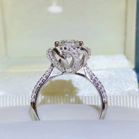 Moissanite Ring Alessandra - 2ct Halo Sterling Silver Women's Ring Velanci
