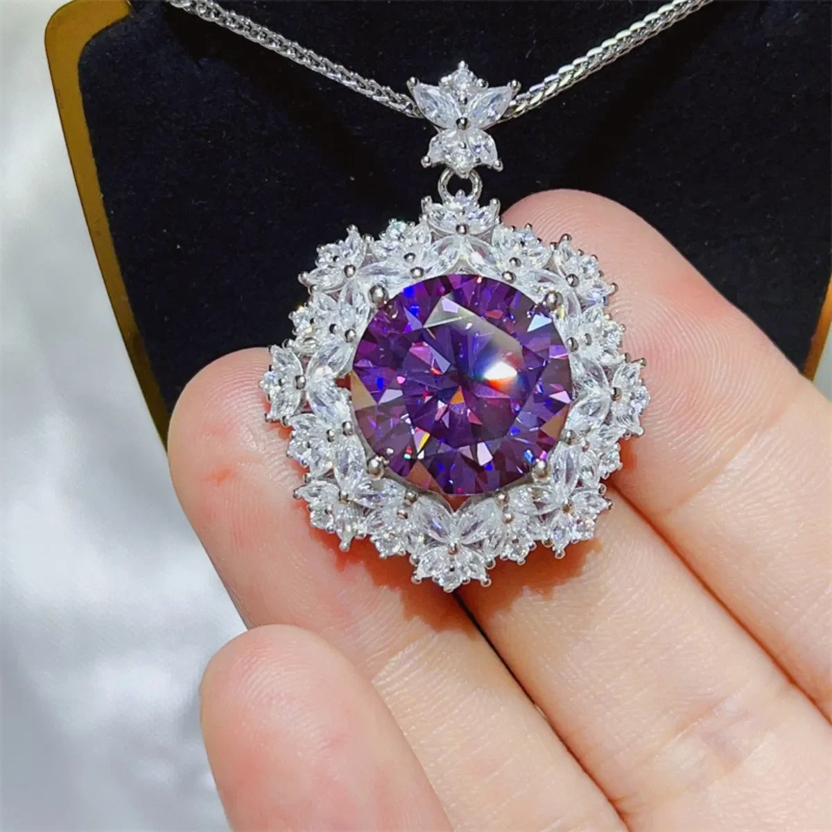 10 Carat Moissanite Sterling Silver Necklace Coastal Shine Velanci