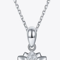Flower Moissanite Necklace - Sterling Silver Pendant Velanci