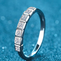 Moissanite Rhodium-Plated Half-Eternity Ring Mia - Gleam Women's Ring Velanci
