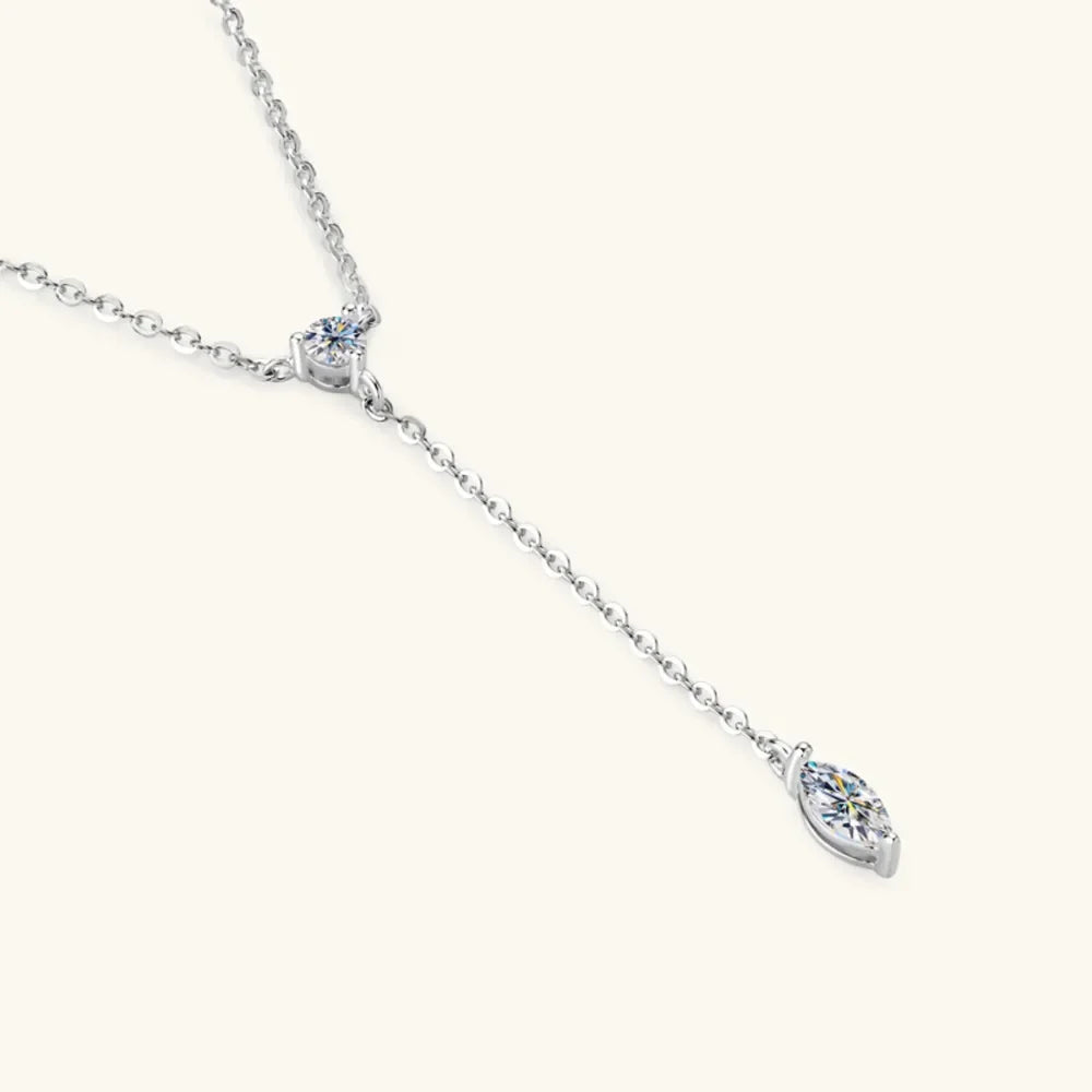 VVS1 Moissanite Y-Drop Necklace - 18K Gold-Plated Silver Velanci