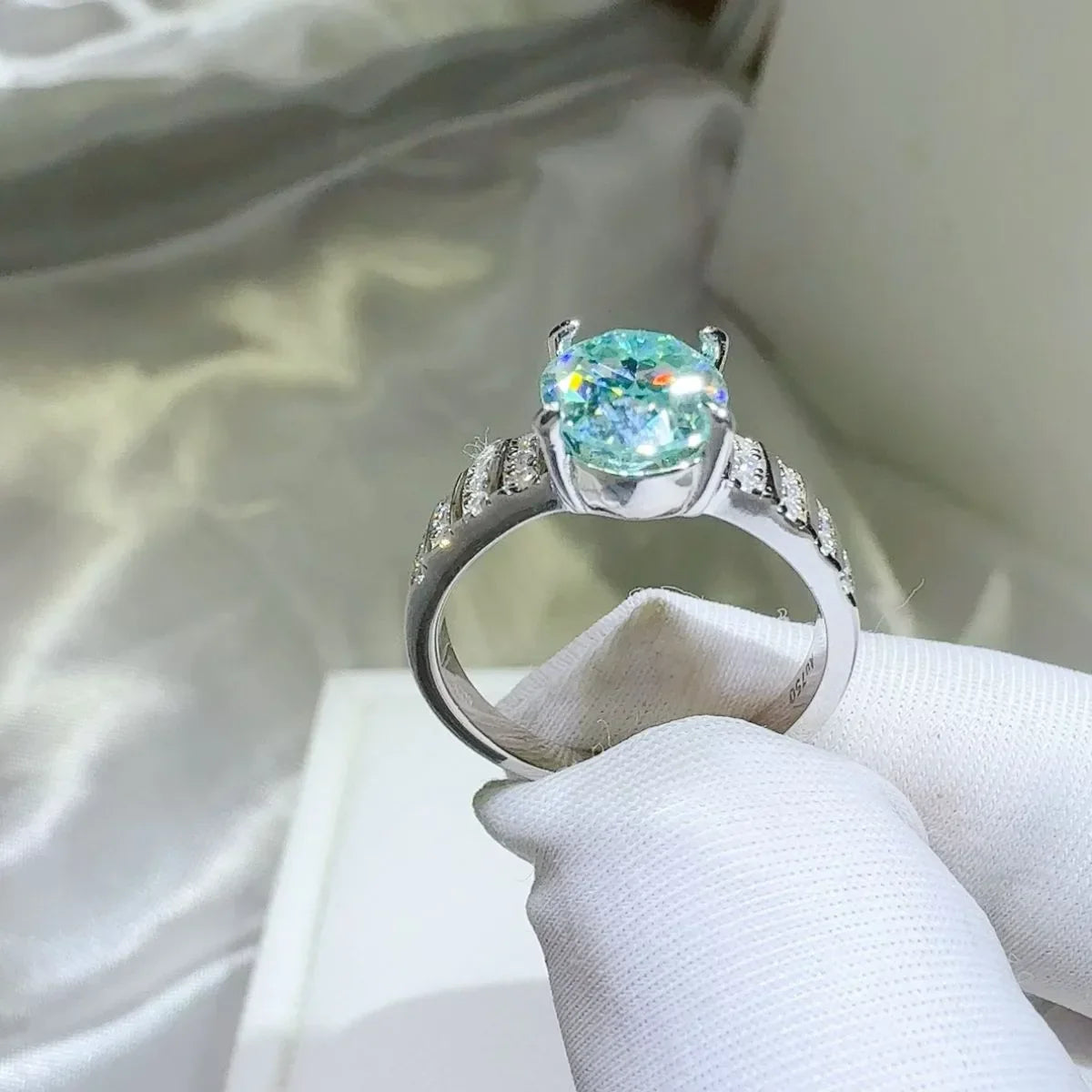 2Ct Moissanite Sterling Silver Ring Isabella - Ocean Shine Women's Ring Velanci