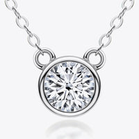 Moissanite 1Ct Pendant Necklace - Bezel Set Sterling Silver Velanci