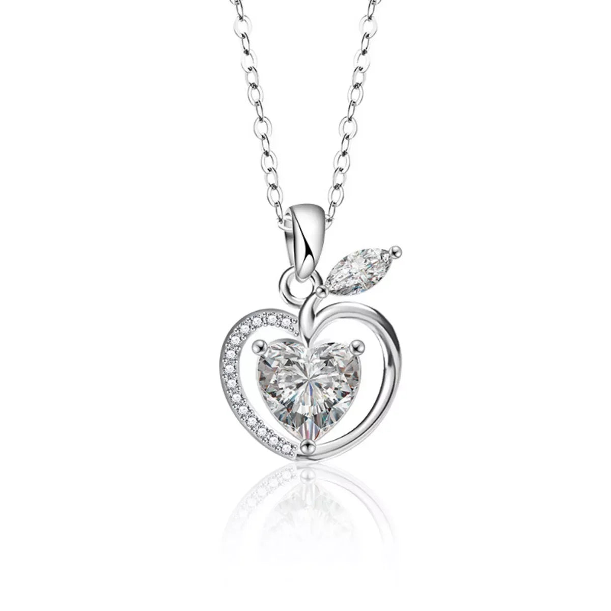 Apple Pendant Necklace - 2 Carat Moissanite Sterling Silver Velanci