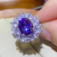 3 Carat Moissanite Platinum-Plated Ring Giulia - Halo Shine Women's Ring Velanci