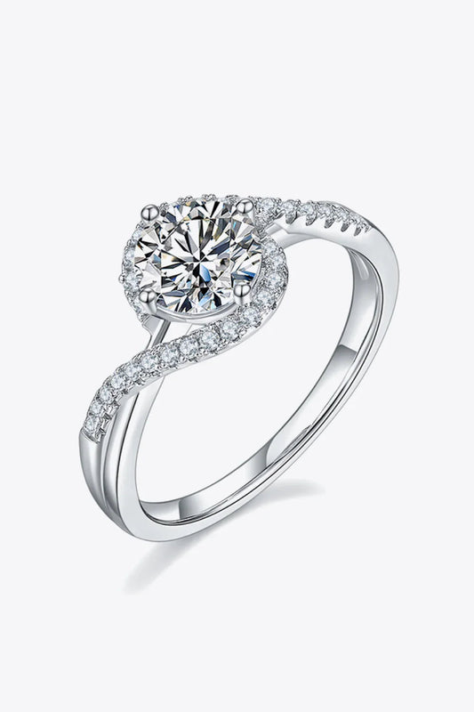 Moissanite Ring Ariella - Crisscross 1Ct Sterling Silver Women's Ring Velanci