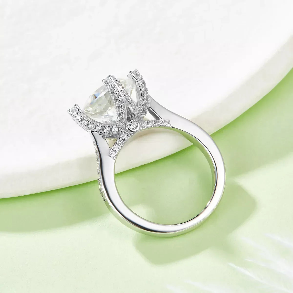 Ring Luna - 4ct Moissanite, Platinum-Plated Sterling Silver Women's Ring Velanci