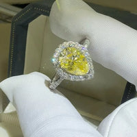 Ring Alessia - 2 Carat Moissanite Teardrop Halo, Platinum Women's Ring Velanci
