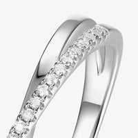 Moissanite Crisscross Sterling Silver Ring Isabella - Shine Women's Ring Velanci