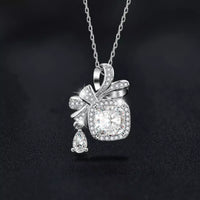 1.5 Carat Moissanite Bowknot Necklace Sterling Silver Velanci