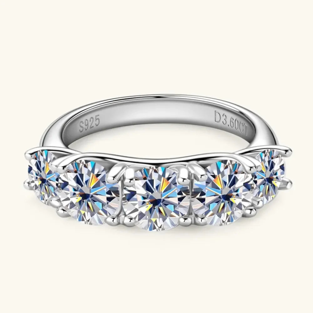 3.6ct Moissanite Sterling Silver Ring Alessia - Sea Sparkle Women's Ring Velanci