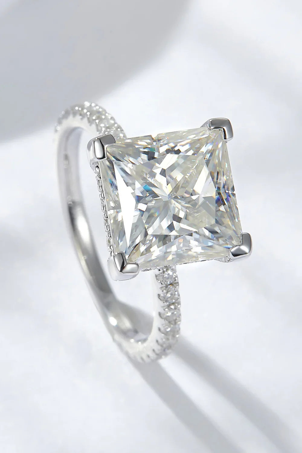 Moissanite Ring Giulia - 5.52 Carat Square Cut Sparkle Women's Ring Velanci