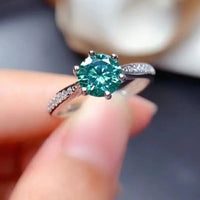 Ring Giulia - Emerald Green 2 Carat Moissanite, Sterling Women's Ring Velanci