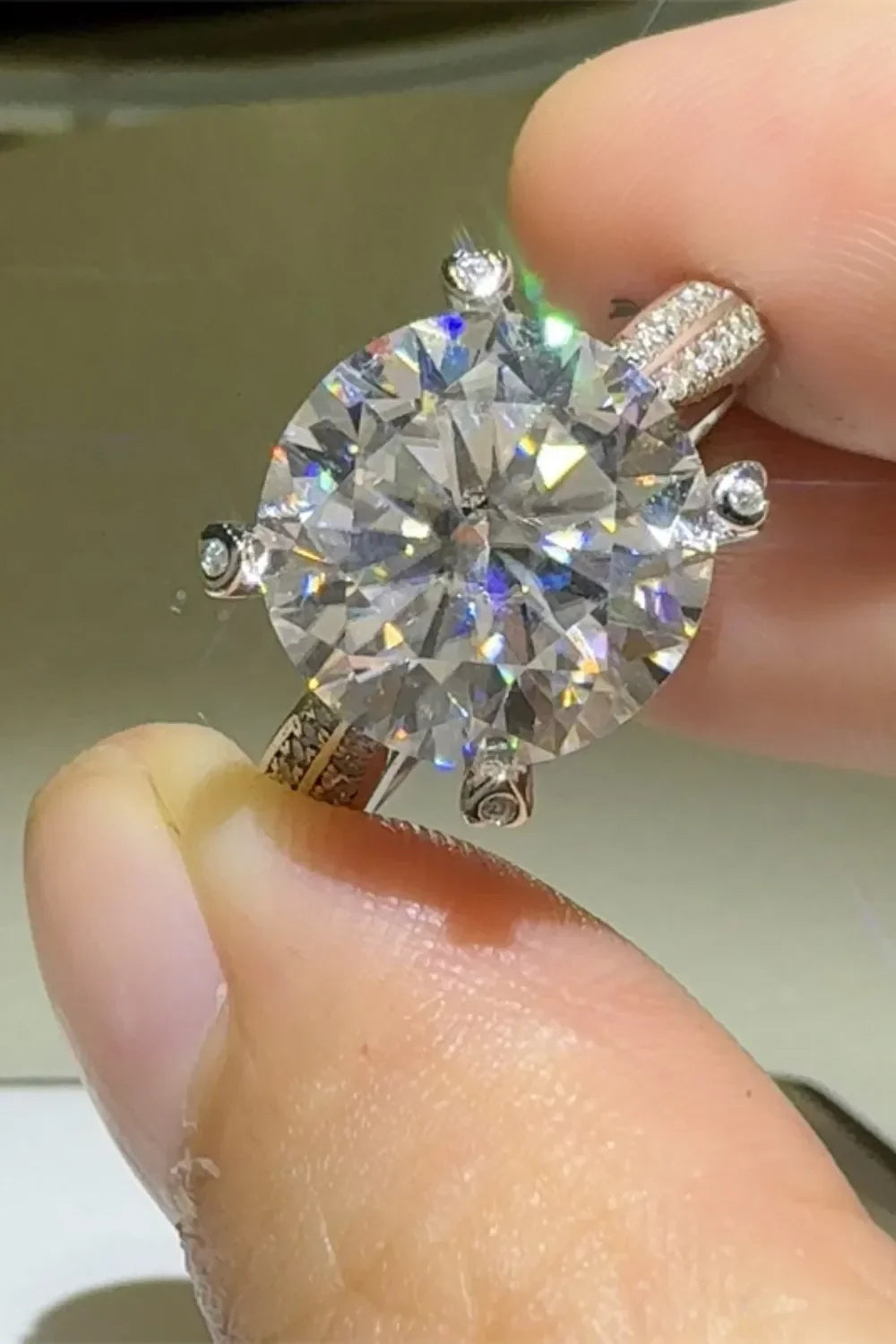 5 Carat Moissanite Sterling Silver Ring Giulia - Radiant Women's Ring Velanci