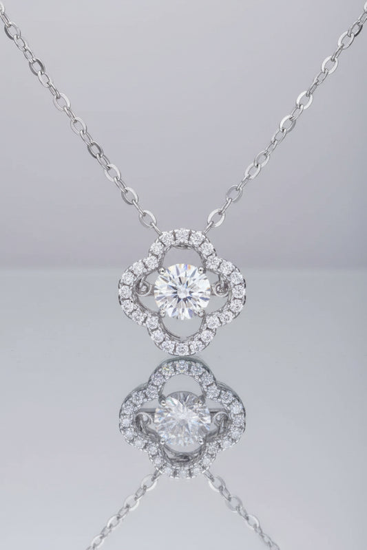 Sterling Moissanite Flower Pendant Necklace - Delicate Chic Velanci