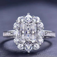Moissanite Ring Sofia - 2 Carat Cushion Halo Sparkle Women's Ring Velanci