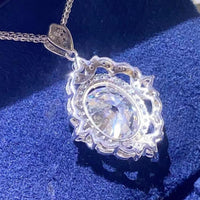 Moissanite Halo Sterling Silver Necklace Velanci