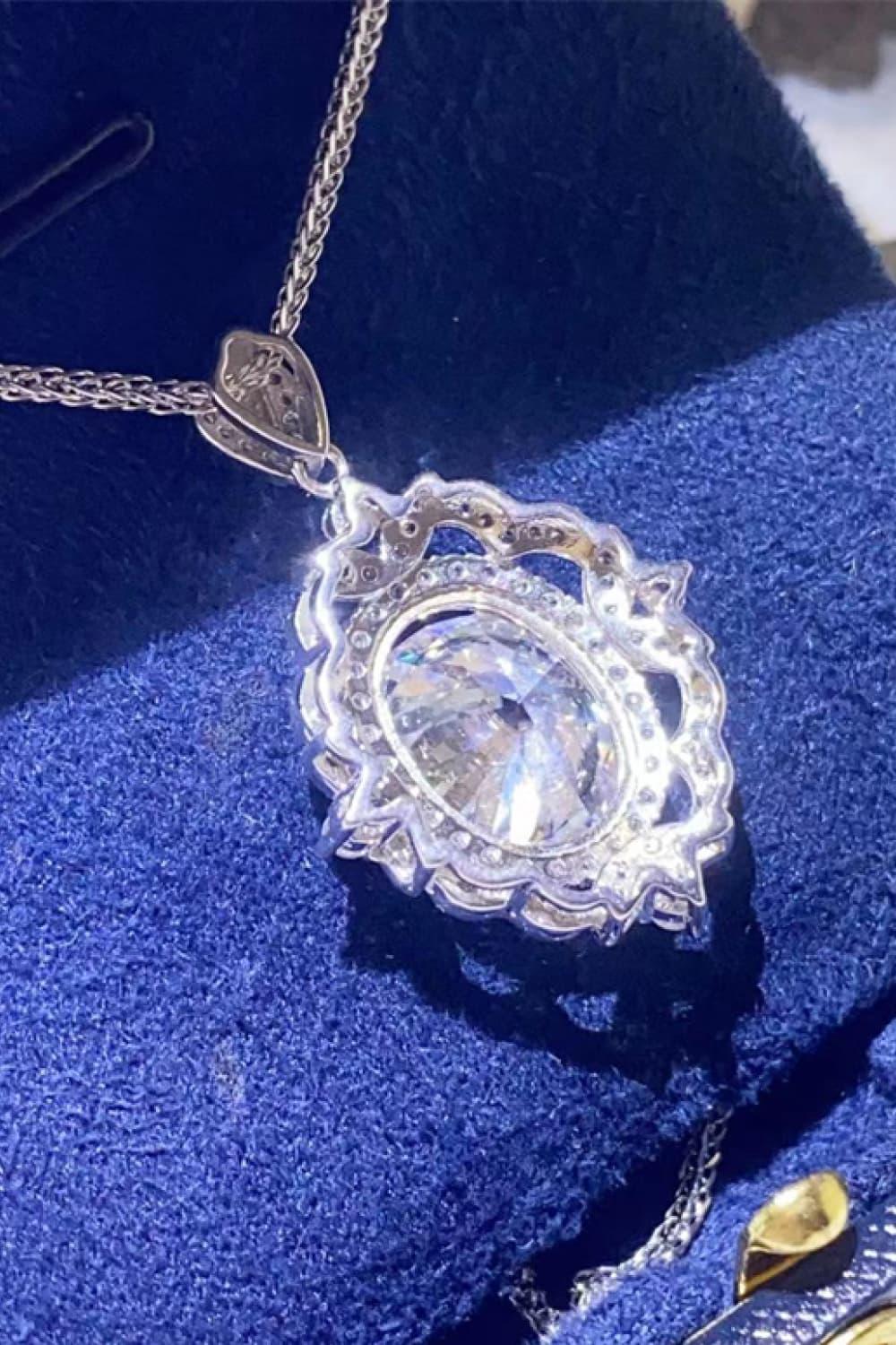 Moissanite Halo Sterling Silver Necklace Velanci