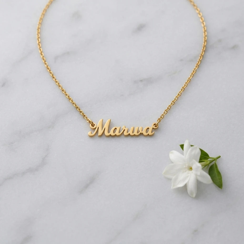 Personalized Custom Name Necklace - Engraved 18K Gold Stainless Steel Velanci