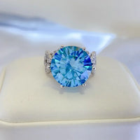Ring Giulia - 10 Carat Blue Moissanite In Sterling Silver Women's Ring Velanci