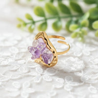 Ring Giovanna - Adjustable Open-Heart Lilac Stones Women's Ring Velanci