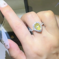 Ring Alessia - 2 Carat Moissanite Teardrop Halo, Platinum Women's Ring Velanci