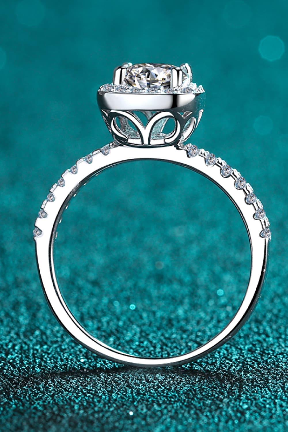 Moissanite Ring Giulia - 2 Carat Square Halo Minimalist Women's Ring Velanci