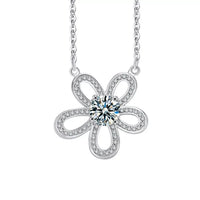 Moissanite Flower Necklace - 1 Carat Centerpiece Bloom Velanci