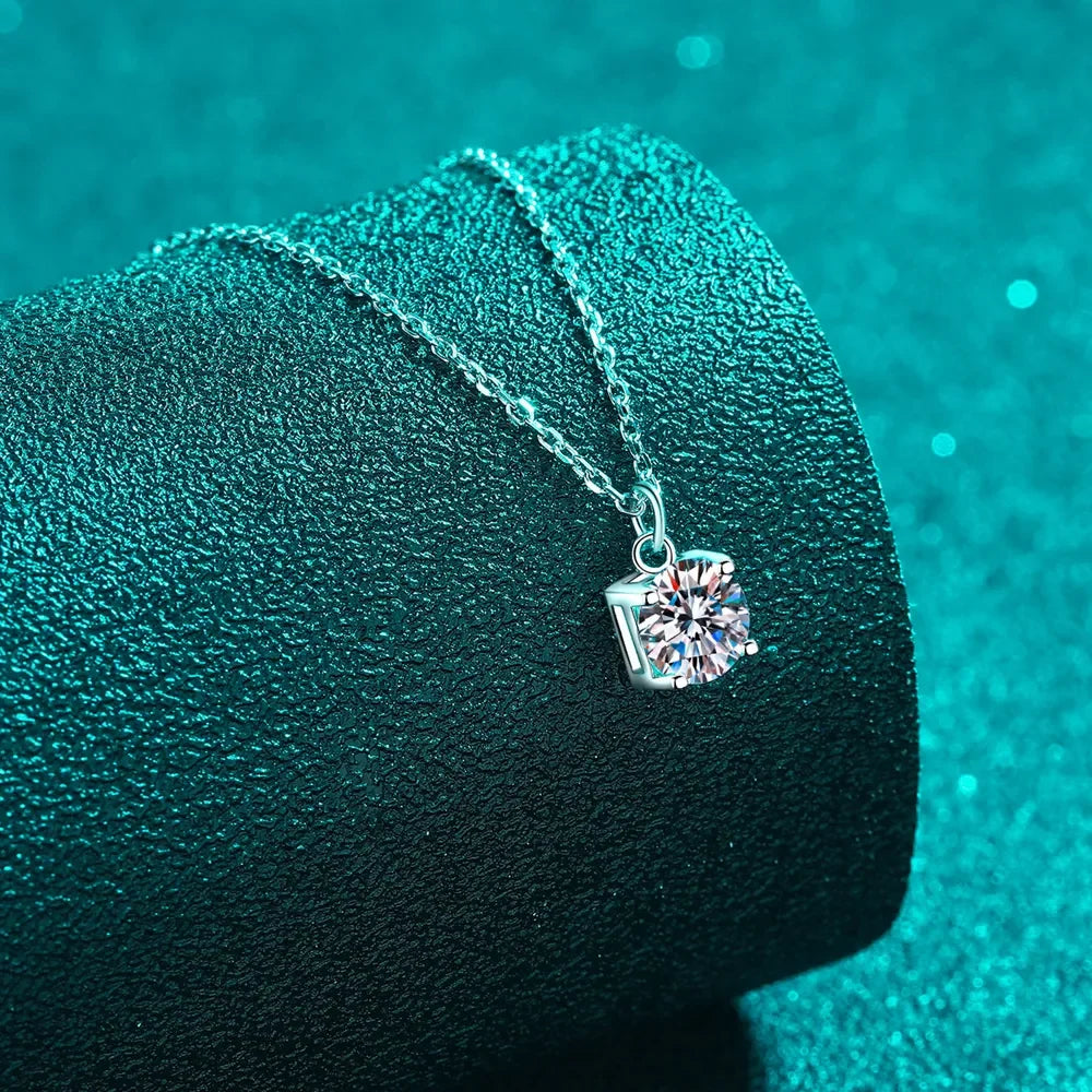 1 Carat Moissanite Sterling Silver Necklace - Minimalist Velanci