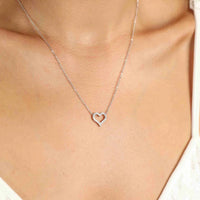 Moissanite Heart Necklace - Platinum Plated Sterling Silver Velanci