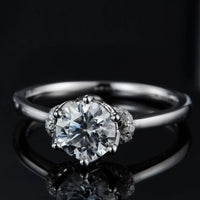 Ring Bianca - 1 Carat Moissanite Crown Sterling Silver Shine Women's Ring Velanci